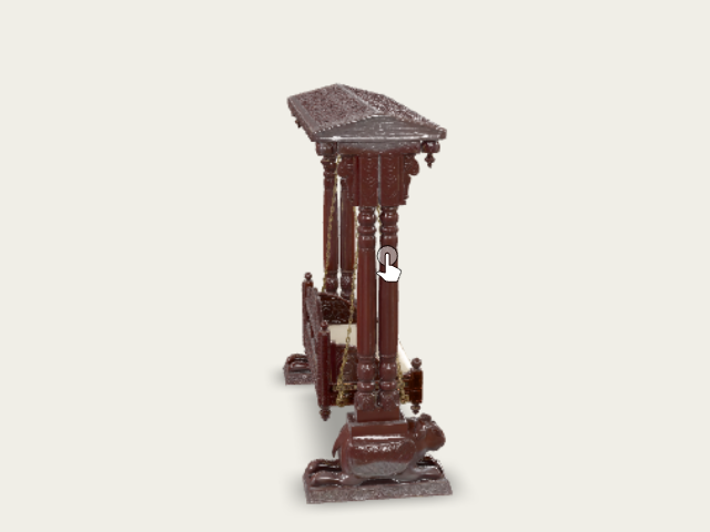 Ornate Carved Wooden Swing With Elephant Motifs model preview