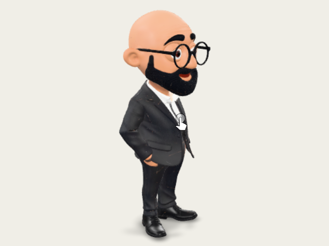 Rounded Face Wear On The Glasses Also Rounded Skin Head Bald Head Black Beard Li model preview