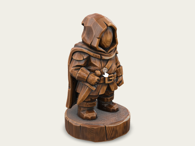 A 3D Image Of A Simple Wooden Carved Rogue Shape C preview