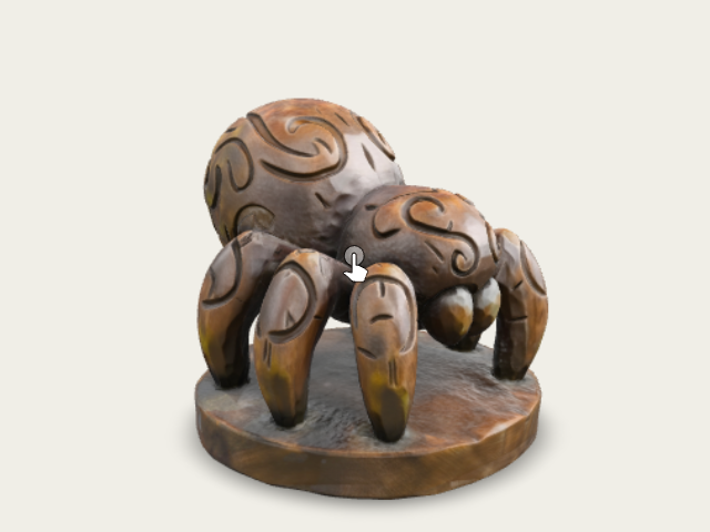 A 3D Image Of A Simple Wooden Carved Spider Shape model preview