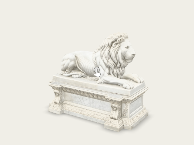 Lying Lion On Marble Pedestal model preview