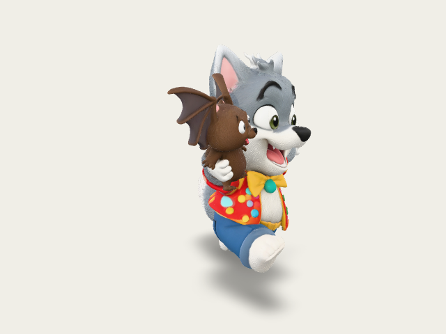 Chibi Werewolf Jumping Excitedly With A Plush Bat model preview